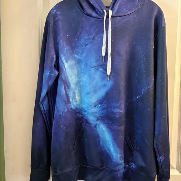 Men's Blue Galaxy Hoodie Sz S/M - Picture 2 of 4